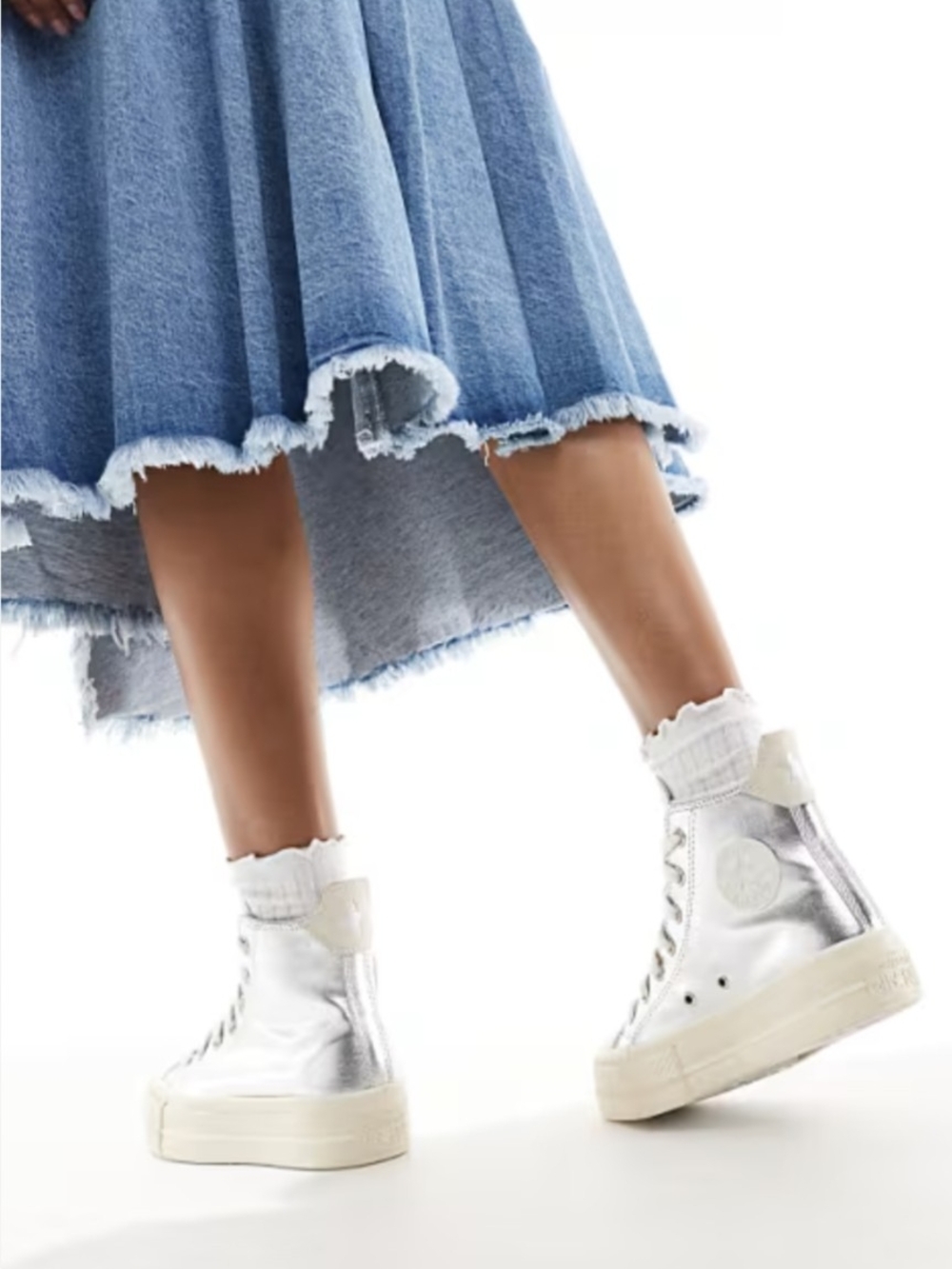 Converse Metallic Silver Platforms